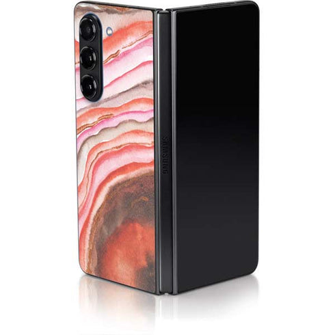 Orange Watercolor Geode Galaxy Z Fold5 5G Skin